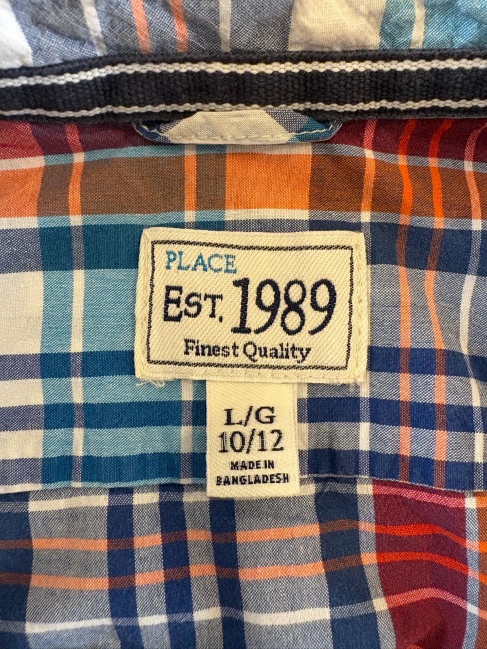 Plaid Button-Down Shirt in Blue & Red - Children’s Place Boys Size 10/12 - Picture 4 of 4